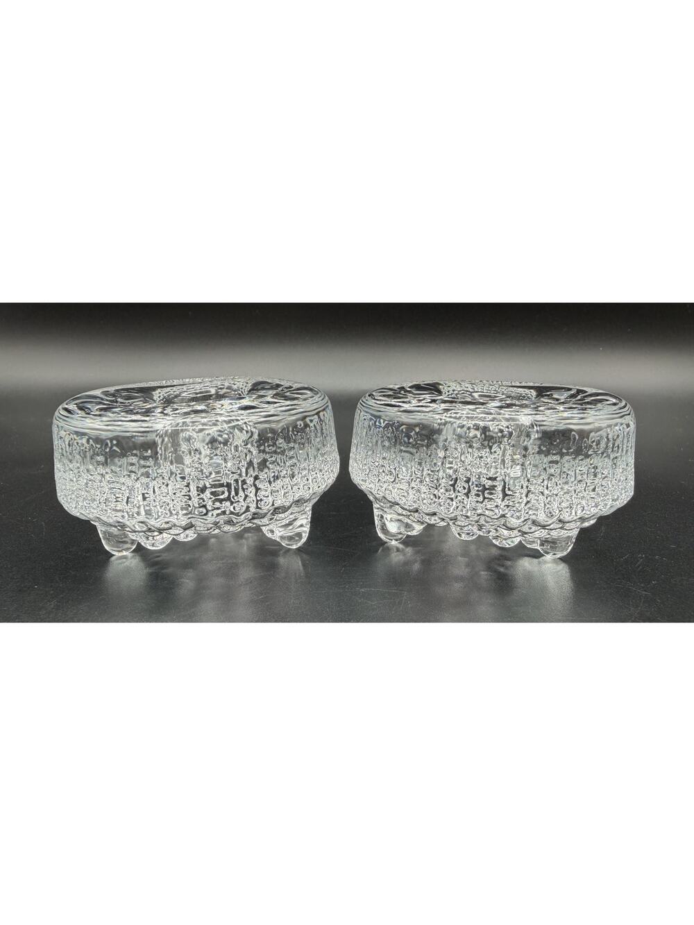 Iittala Glass Ultima Thule Footed Candle Holder Tapio Wirkkala 3” Pair Finland